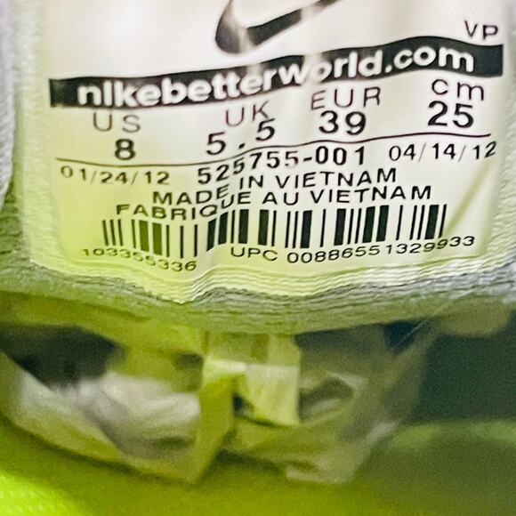 Nike Gym Shoes Womens 8 Running Sneakers Trainers Vintage 2012 Gray Yellow - Picture 3 of 10